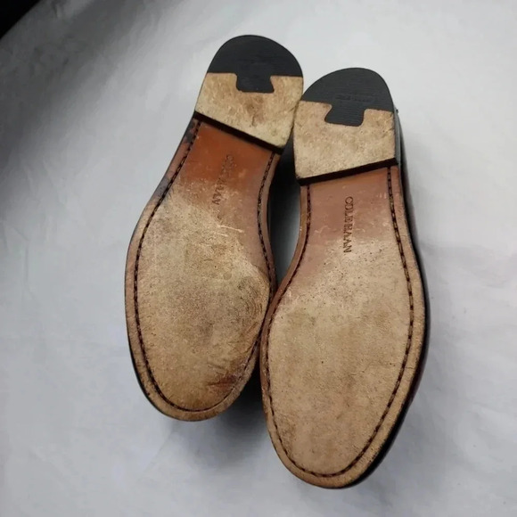 Cole Haan Mens Mahogany Brown Leather Slip-On Tassel Loafer 8.5 - Picture 13 of 14